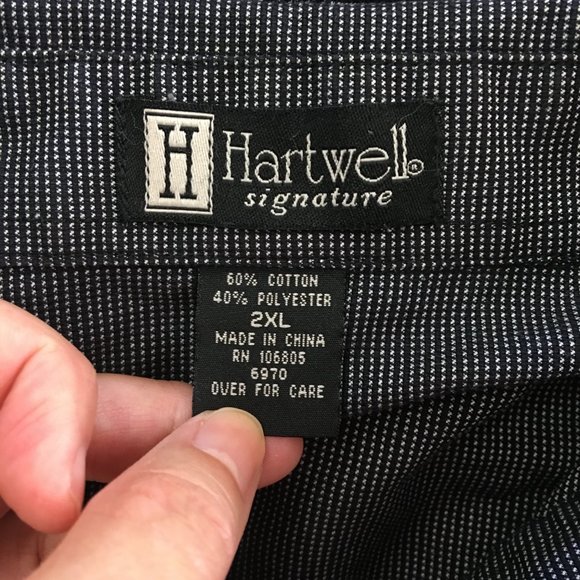 Hartwell Men's Black Check 2XL Long Sleeve Button Down Shirt Dress Career - Picture 3 of 5